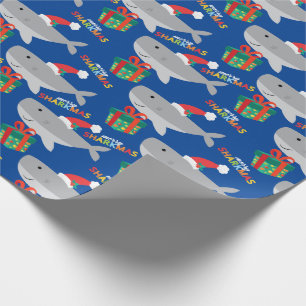 Cadeau Papier d'enveloppement de requin Père Noël mignonn