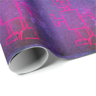 Cadeau Papier d'enveloppement de robots rose et violet