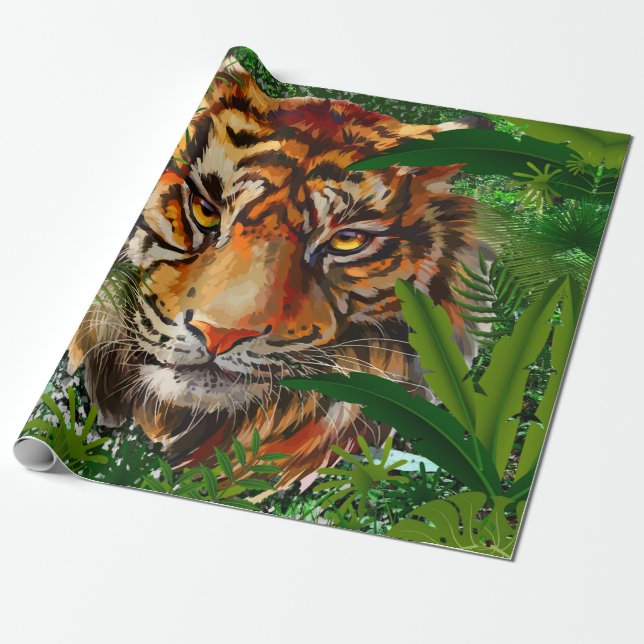 Cadeau Papier d'enveloppement de tigre de jungle | Dessin (Déroulé)