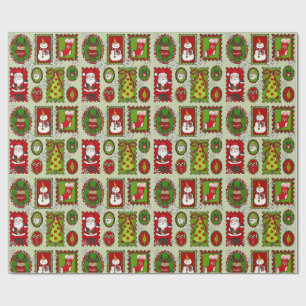 Cadeau Papier d'enveloppement de timbres de Noël mignons