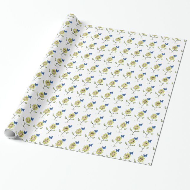 Cadeau Papier d'enveloppement de tournesol souriant (Déroulé)