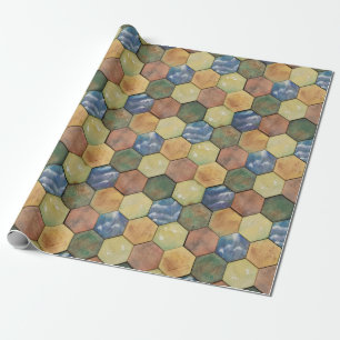 Cadeau Papier d'enveloppement de tuiles hexagonales