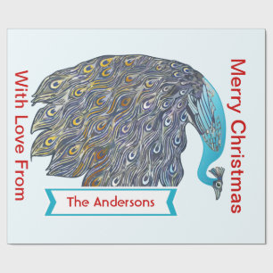 Cadeau Papier d'enveloppement de vacances Peacock personn