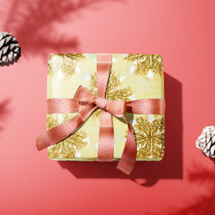Cadeau Papier d'enveloppement de vacances Retro Gold Snow