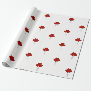Cadeau Papier d'enveloppement des ballons du coeur rouge