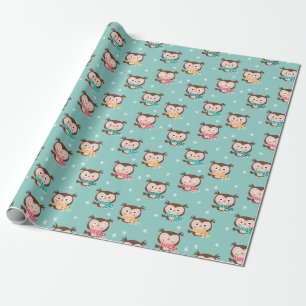 Cadeau Papier d'enveloppement des Chouettes de Noël