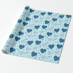 Cadeau Papier d'enveloppement des Coeurs bleus