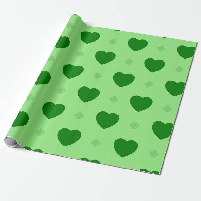 Cadeau Papier d'enveloppement des coeurs shamrocks (Déroulé)