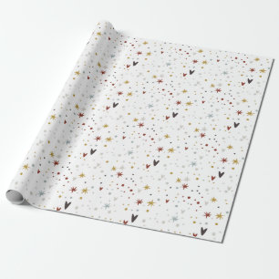 Cadeau Papier d'enveloppement des étoiles et des coeurs m