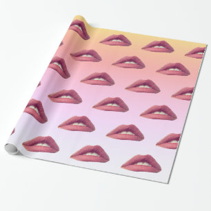 Cadeau Papier d'enveloppement des lèvres roses