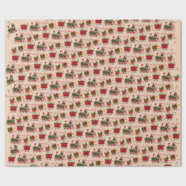 Cadeau Papier d'enveloppement des trains de Noël (Plat)