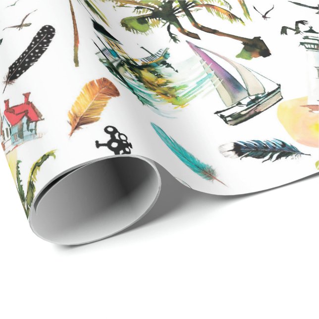 Cadeau Papier d'enveloppement d'été marin (Coin rond)