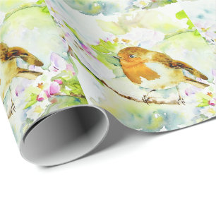 Cadeau Papier d'enveloppement d'oiseaux d'aquarelle