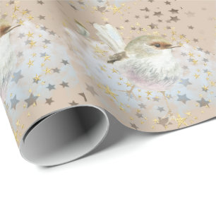 Cadeau Papier d'enveloppement d'oiseaux et d'étoiles