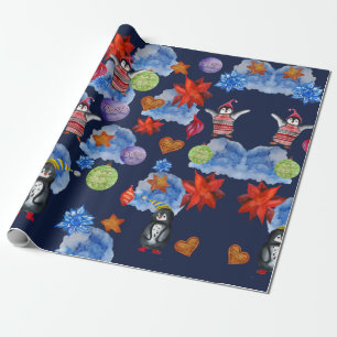 Cadeau Papier d'enveloppement d'oiseaux pingouins