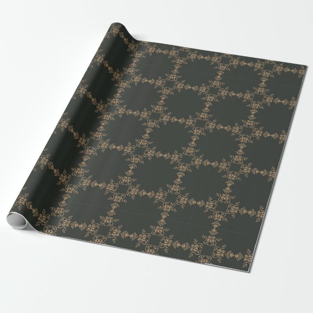 Cadeau Papier d'enveloppement d'or Arabesque luxueux (Déroulé)