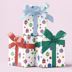 Cadeau Papier d'enveloppement d'ornement de Noël peint à