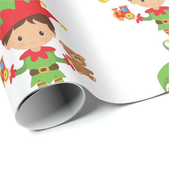 Cadeau Papier d'enveloppement Elf Christmas (Coin rond)