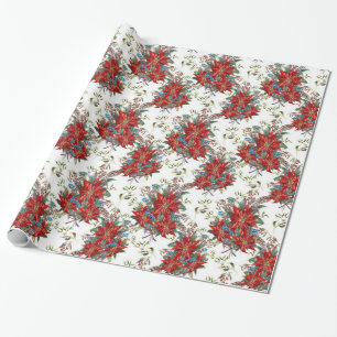 Cadeau Papier d'enveloppement Festif Rich Red Poinsettia