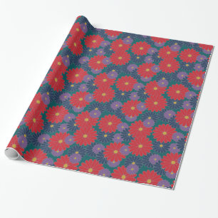 Cadeau Papier d'enveloppement floral à automne éclatant