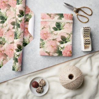 Cadeau Papier d'enveloppement floral Élégant Peony