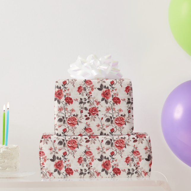 Cadeau Papier d'enveloppement floral Rose gras (Cadeaux de fête)