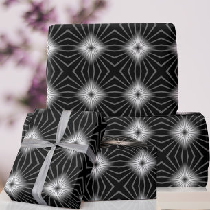 Cadeau Papier d'enveloppement géométrique blanc noir rétr