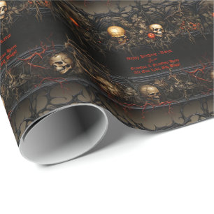 Cadeau Papier d'enveloppement gothique avec crânes et got