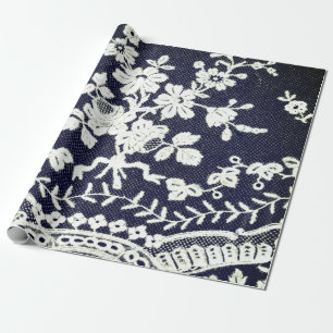 Cadeau Papier d'enveloppement LACE ANTIQUE NOIR ET BLANC