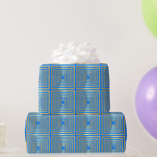 Cadeau Papier d'enveloppement luxueux bleu néon or