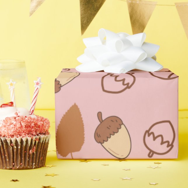 Cadeau Papier d'enveloppement mignon rose d'automne (Fête d'anniversaire)