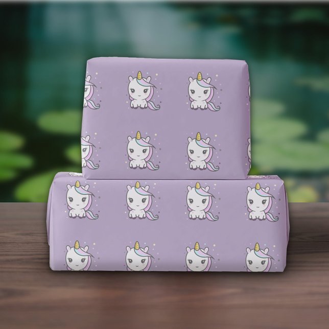 Cadeau Papier d'enveloppement mignon violet Unicorne (Cute Unicorn Purple Wrapping Paper)