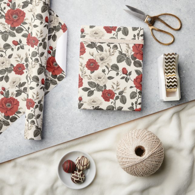 Cadeau Papier d'enveloppement moderne Rose unique (Artisanat)