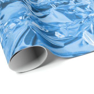 Cadeau papier d'enveloppement motif à fausse feuille bleu