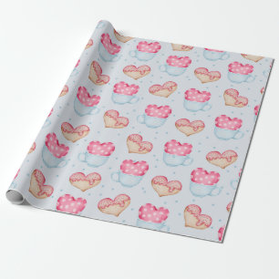 Cadeau Papier d'enveloppement Motif cardiaque