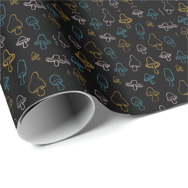 Cadeau Papier d'enveloppement Motif de champignons coloré (Coin rond)
