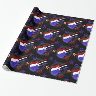 Cadeau Papier d'enveloppement Motif de la guitare étoilée