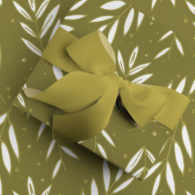 Cadeau Papier d'enveloppement Motif des sources vertes (Green botanical sprigs gift wrapping paper.)