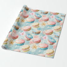 Papier d'enveloppement Motif Macarons aquarelle