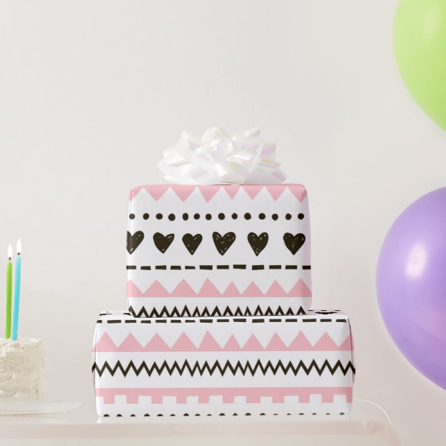 Cadeau Papier d'enveloppement Motif rose blanc (Cadeaux de fête)