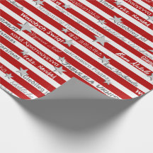 Papier d'enveloppement multilingue rouge de Noël