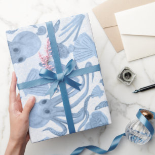 Cadeau Papier d'enveloppement octo bleu profond