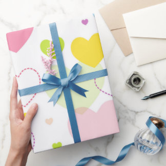 Cadeau Papier d'enveloppement Pastel Hearts