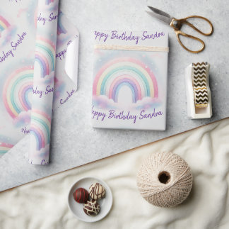 Cadeau Papier d'enveloppement Pastel Rainbow personnalisé