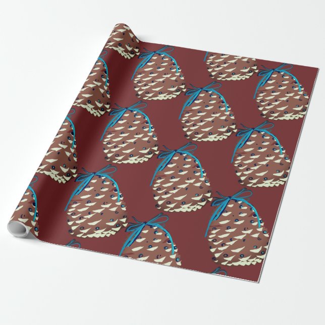 Cadeau Papier d'enveloppement Pinecones de vacances (Déroulé)