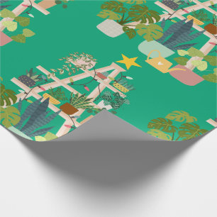 Cadeau Papier d'enveloppement Plante de la Maison de Noël