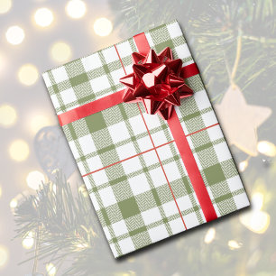 Cadeau Papier d'enveloppement plat vert rustique Festive