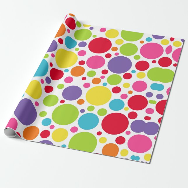 Cadeau Papier d'enveloppement Polka multicolore (Déroulé)