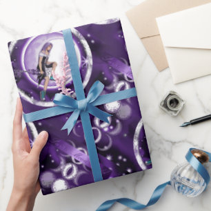 Cadeau Papier d'enveloppement pour enfant de lune violett