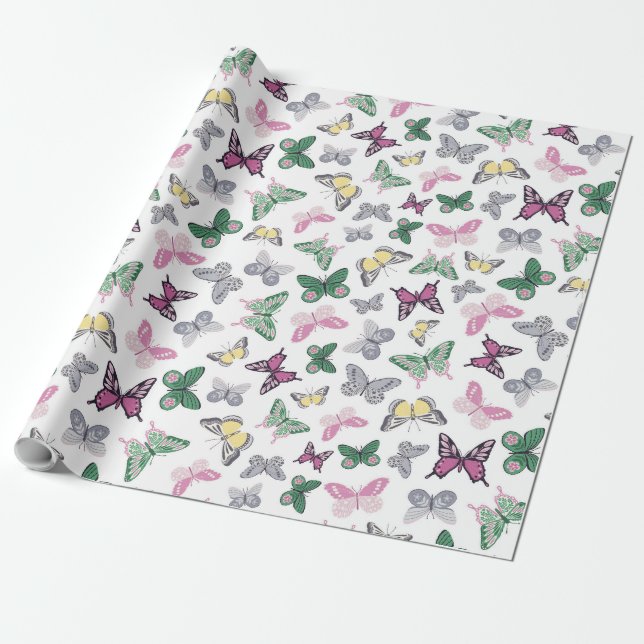Cadeau Papier d'enveloppement pour papillon de printemps (Déroulé)